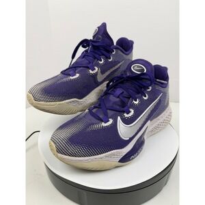 Nike Zoom Basketball Court Low Ankle Shoes Men's Size 8 Purple White Silver